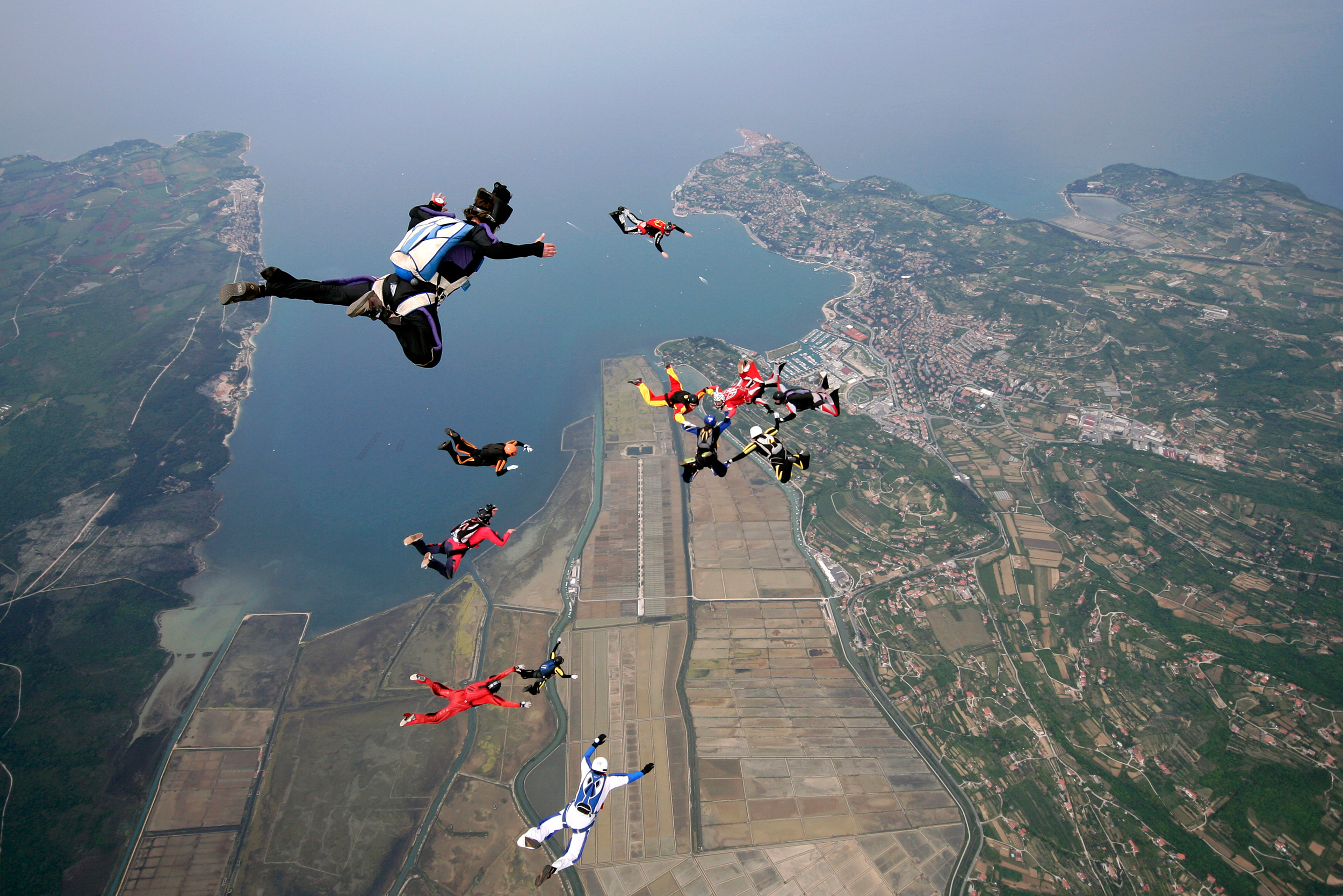 Parachute landing on beautiful Portorož beach